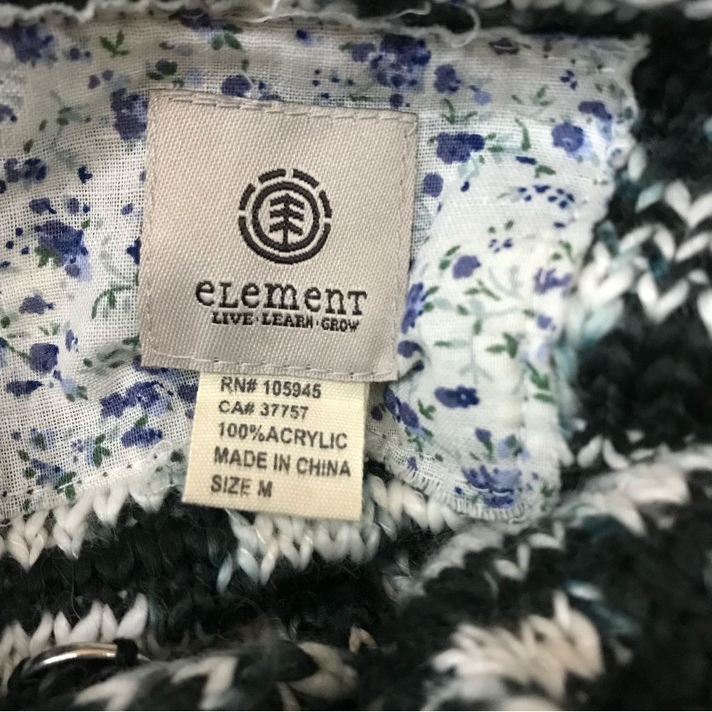 Element Black White Knit Snap Down Cardigan Sweater - Women’s Medium - Picture 10 of 11